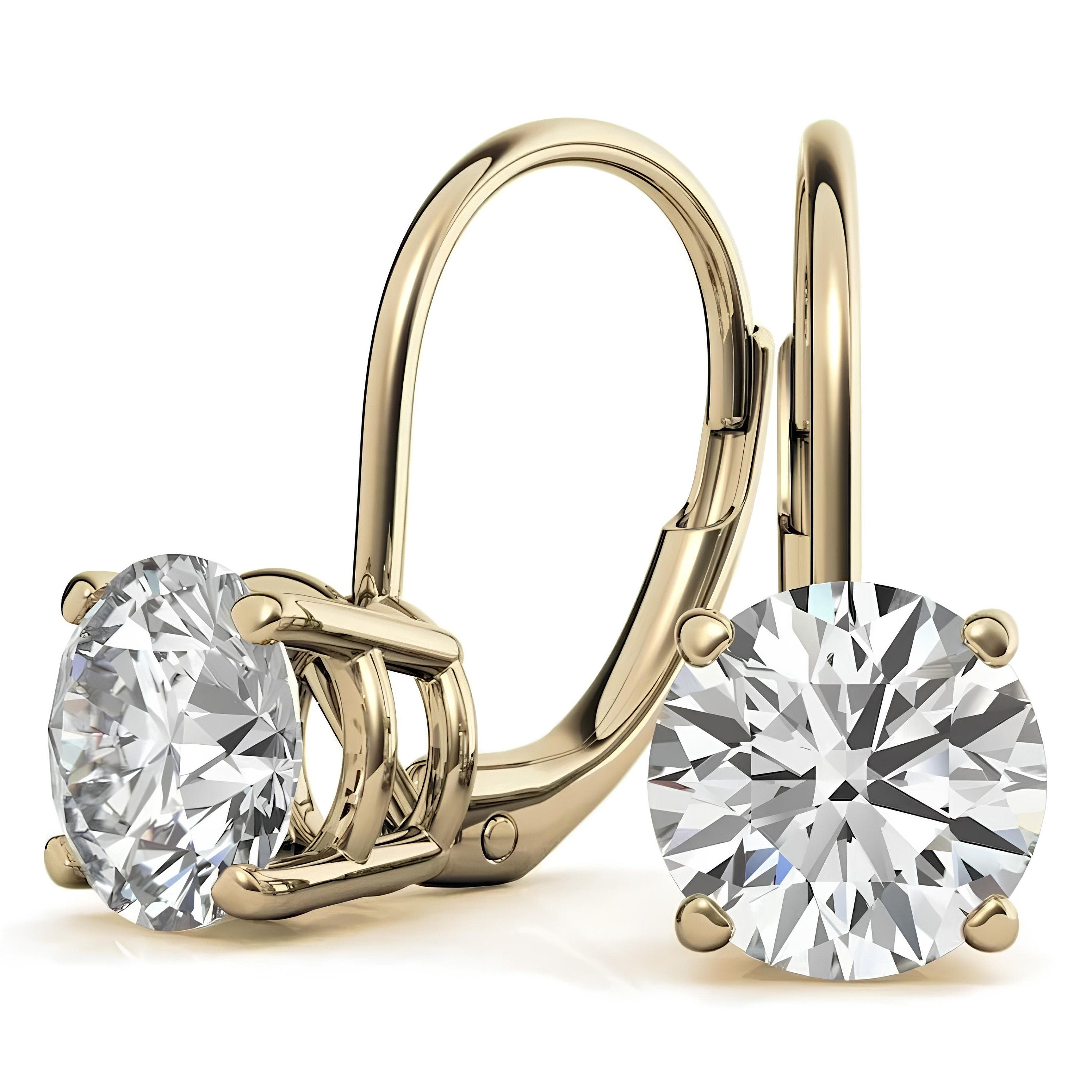 Drop Dangle Earrings 0.25 - 4.00 CTW Round Cut Lab Grown Diamond Lever back Earrings, Round Diamond Earring For Birthday Anniversary Gifts